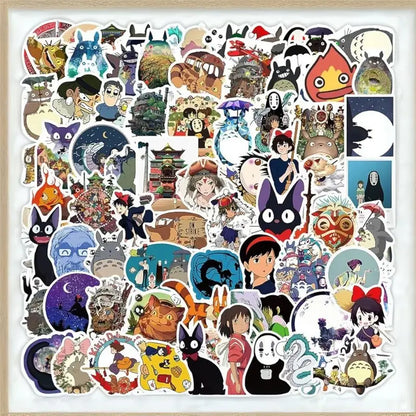 Agan Studio Ghibli Stickers 100pcs Waterproof Vinyl Anime Stickers for Kids Teens Adult Skateboard Computer Laptop