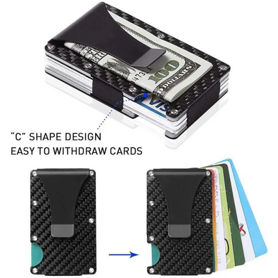 Carbon Fiber Wallet,RFID Blocking Card Holder for Slim Metal Wallet,Minimalist Money Clip