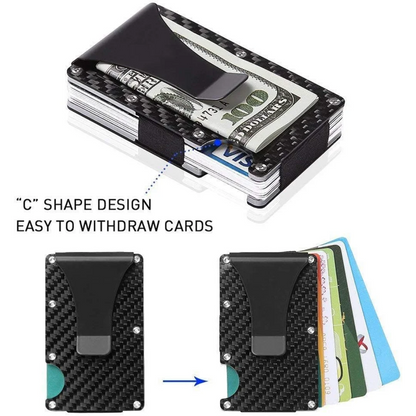 Carbon Fiber Wallet,RFID Blocking Card Holder for Slim Metal Wallet,Minimalist Money Clip
